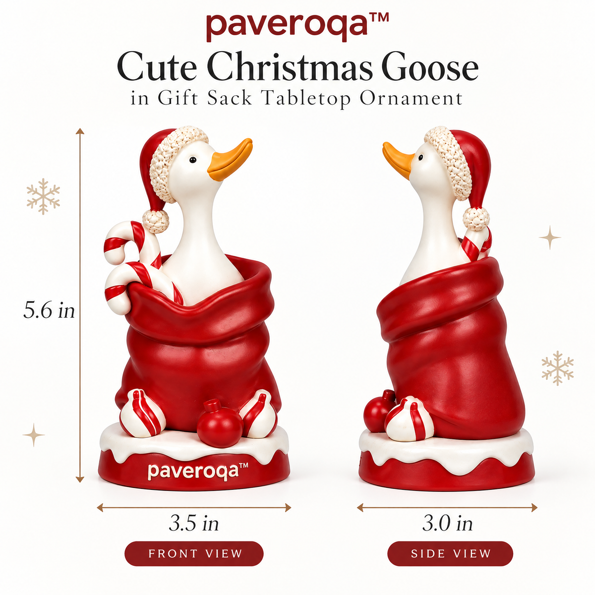 paveroqa™ Cute Christmas Goose in Gift Sack Tabletop Ornament