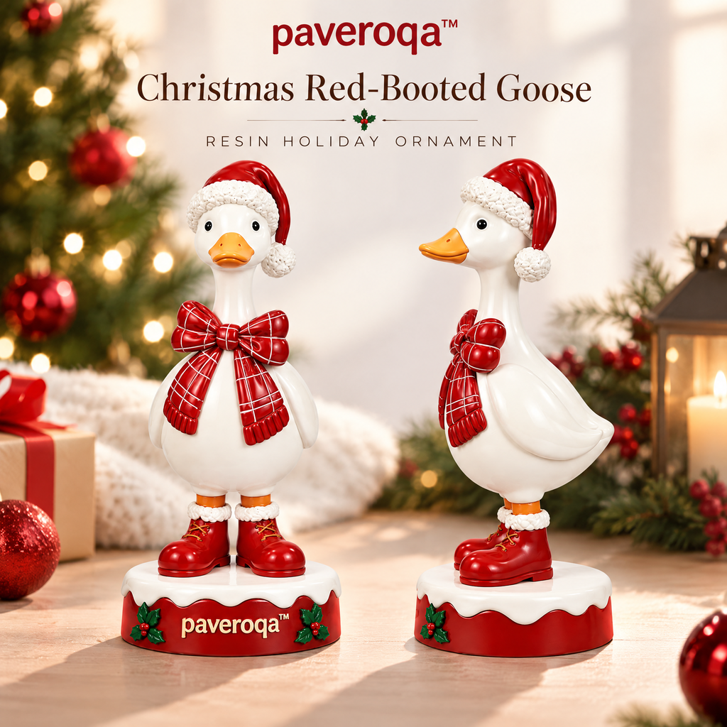 paveroqa™ Christmas Red-Booted Goose Resin Holiday Ornament