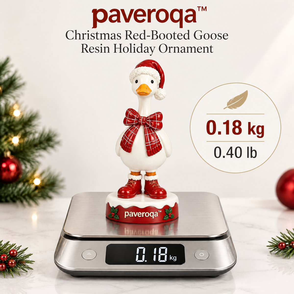paveroqa™ Christmas Red-Booted Goose Resin Holiday Ornament