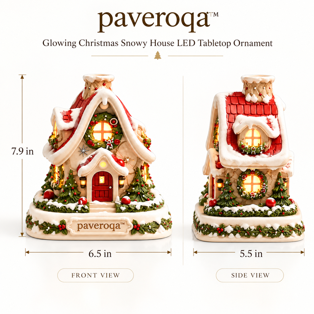 paveroqa™ Glowing Christmas Snowy House LED Tabletop Ornament