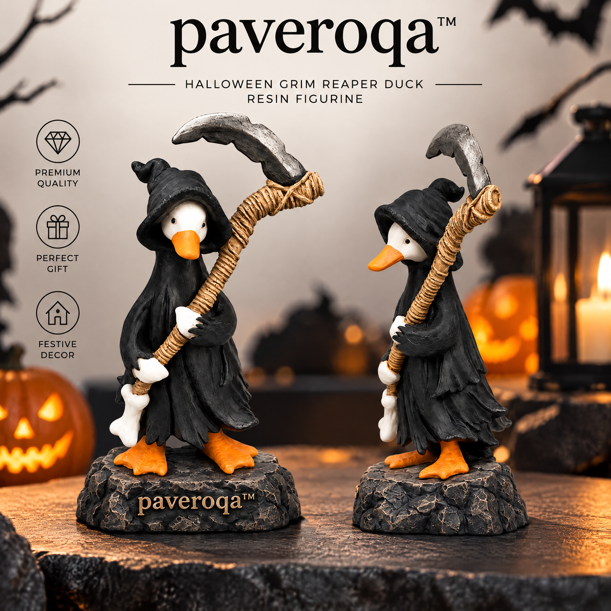 paveroqa™ Halloween Grim Reaper Duck Resin Figurine