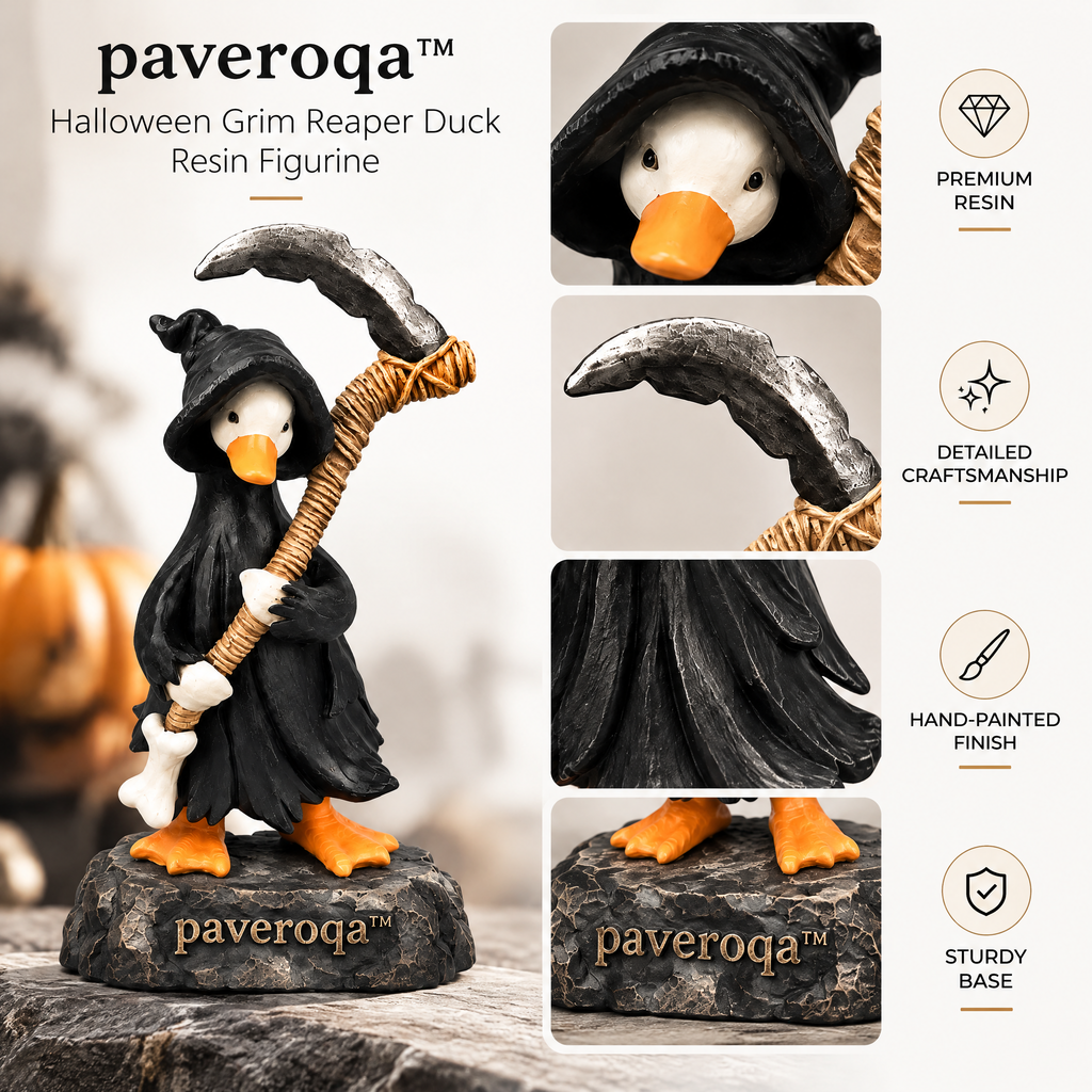 paveroqa™ Halloween Grim Reaper Duck Resin Figurine