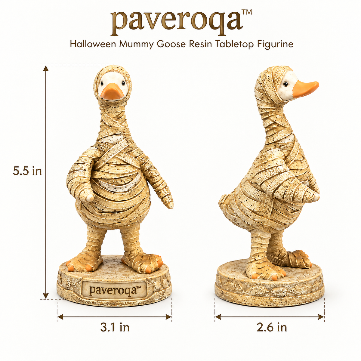 paveroqa™ Halloween Mummy Goose Resin Tabletop Figurine