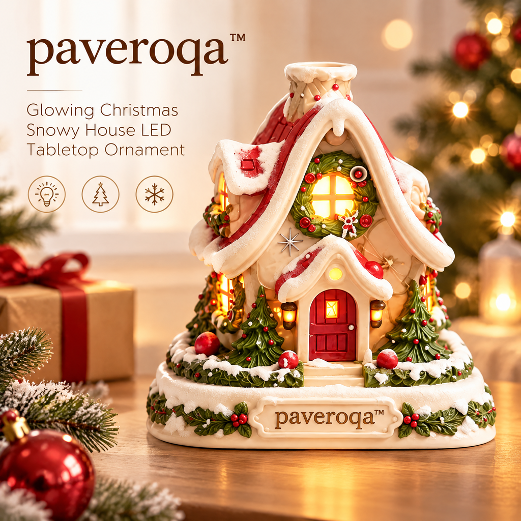 paveroqa™ Glowing Christmas Snowy House LED Tabletop Ornament