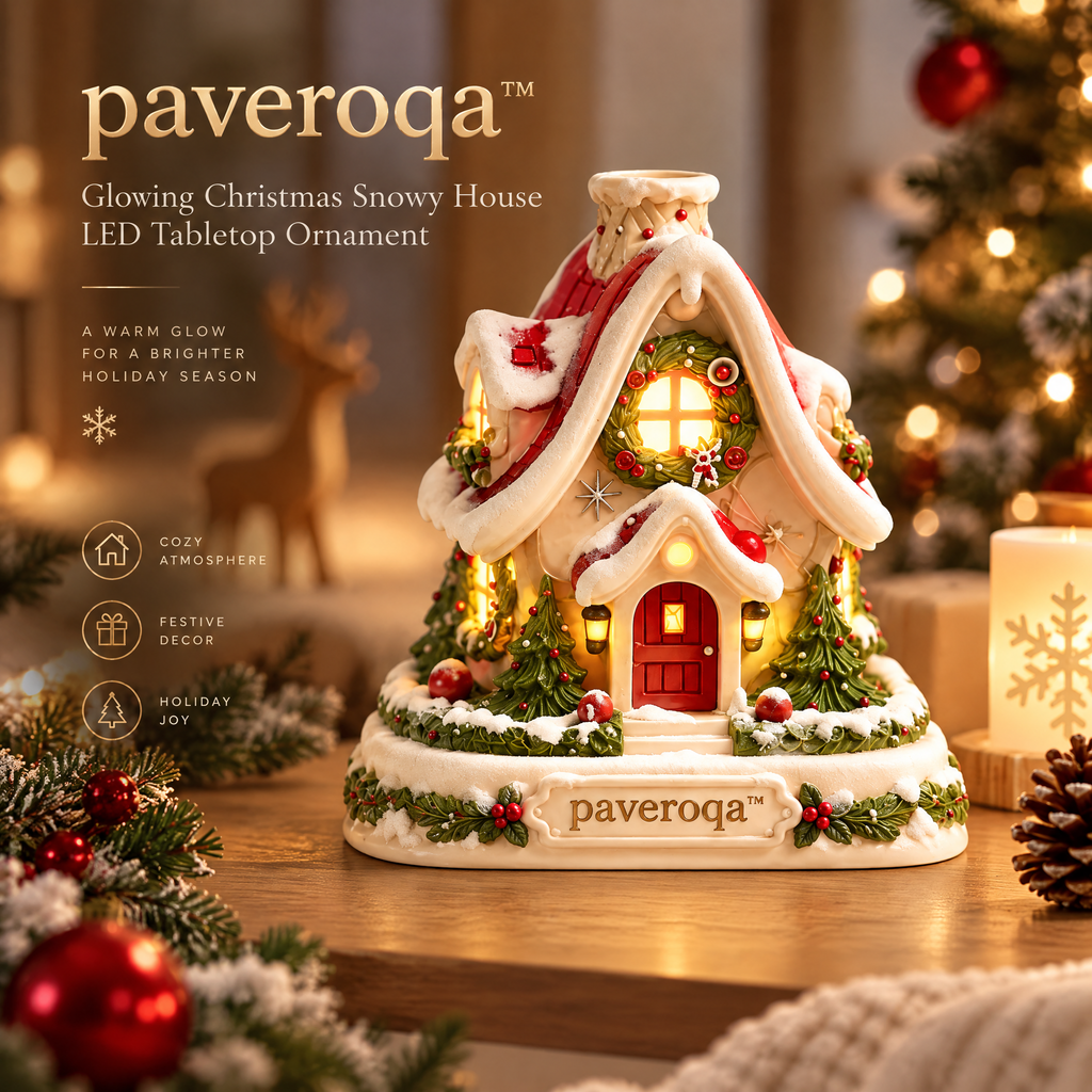 paveroqa™ Glowing Christmas Snowy House LED Tabletop Ornament