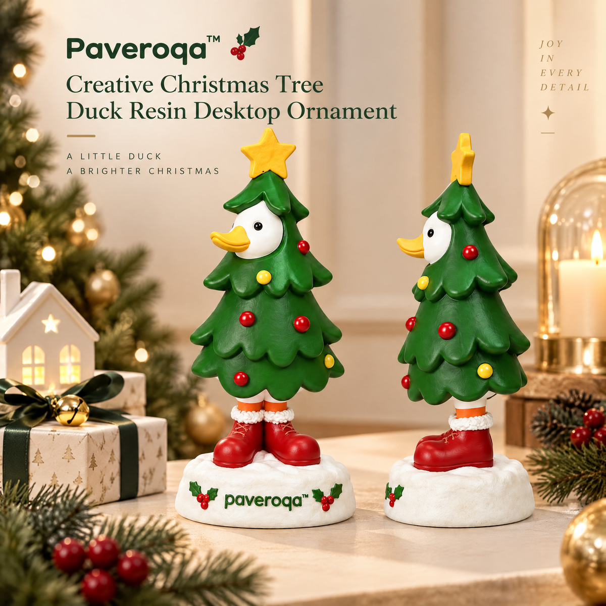 Paveroqa™ Creative Christmas Tree Duck Resin Desktop Ornament