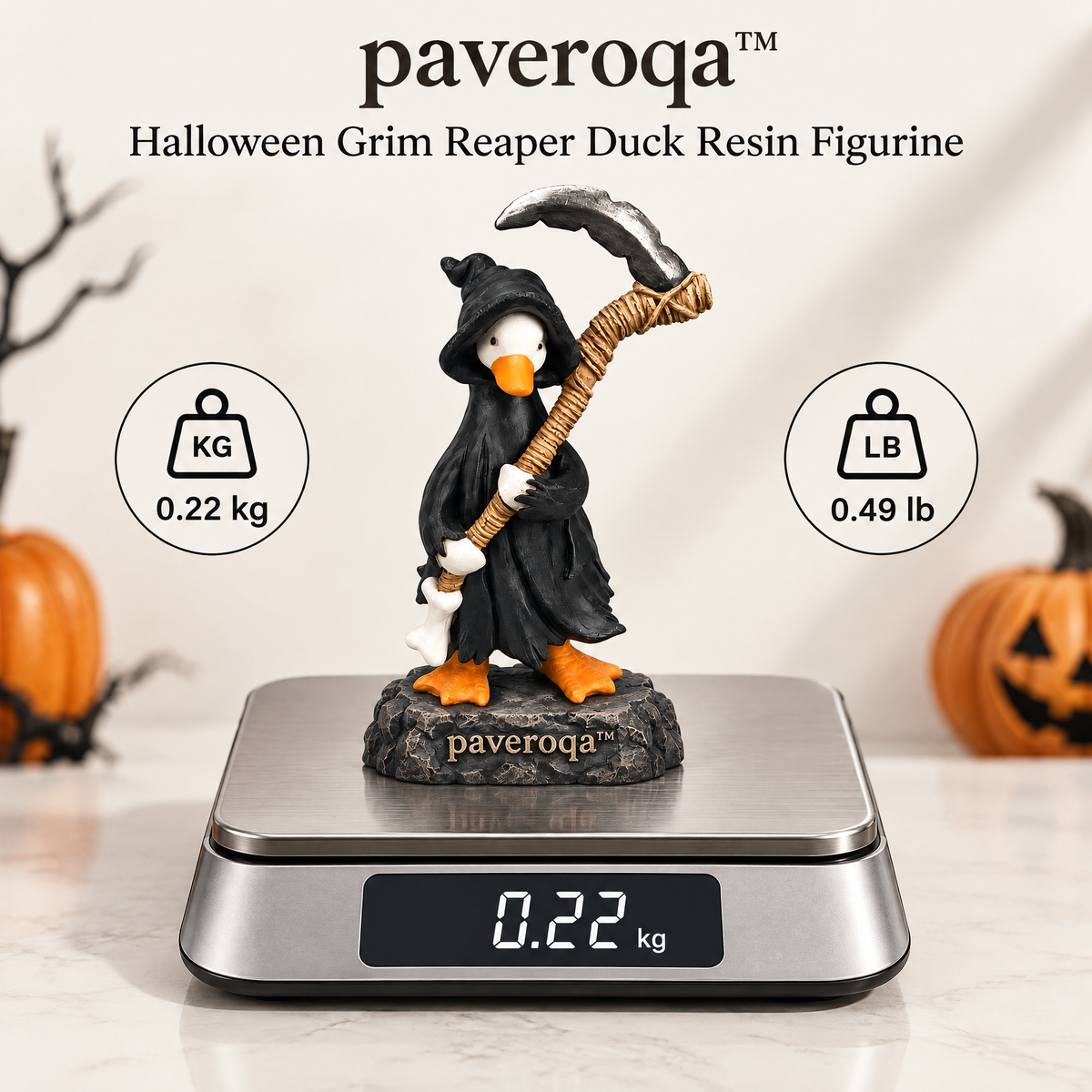 paveroqa™ Halloween Grim Reaper Duck Resin Figurine