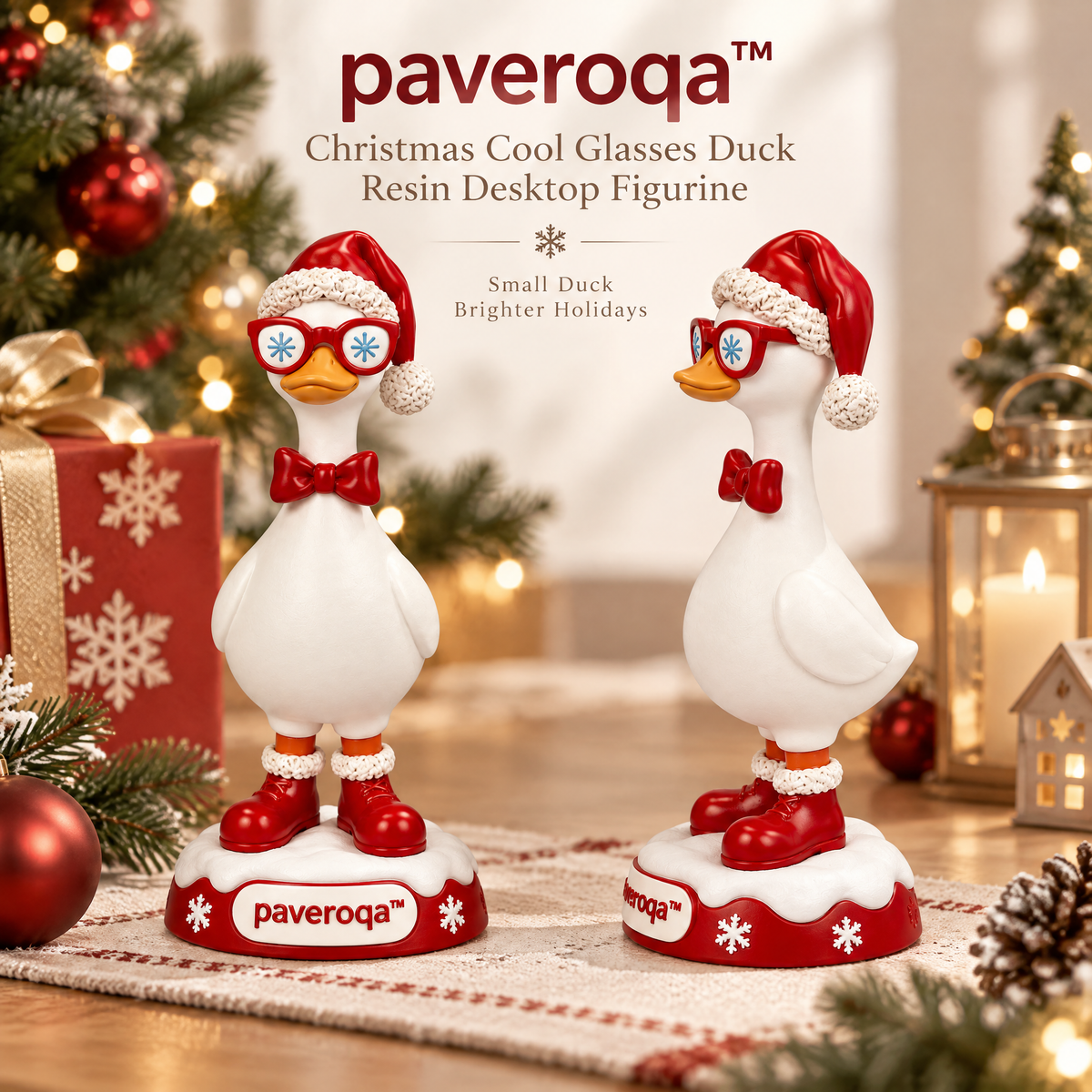 paveroqa™ Christmas Cool Glasses Duck Resin Desktop Figurine