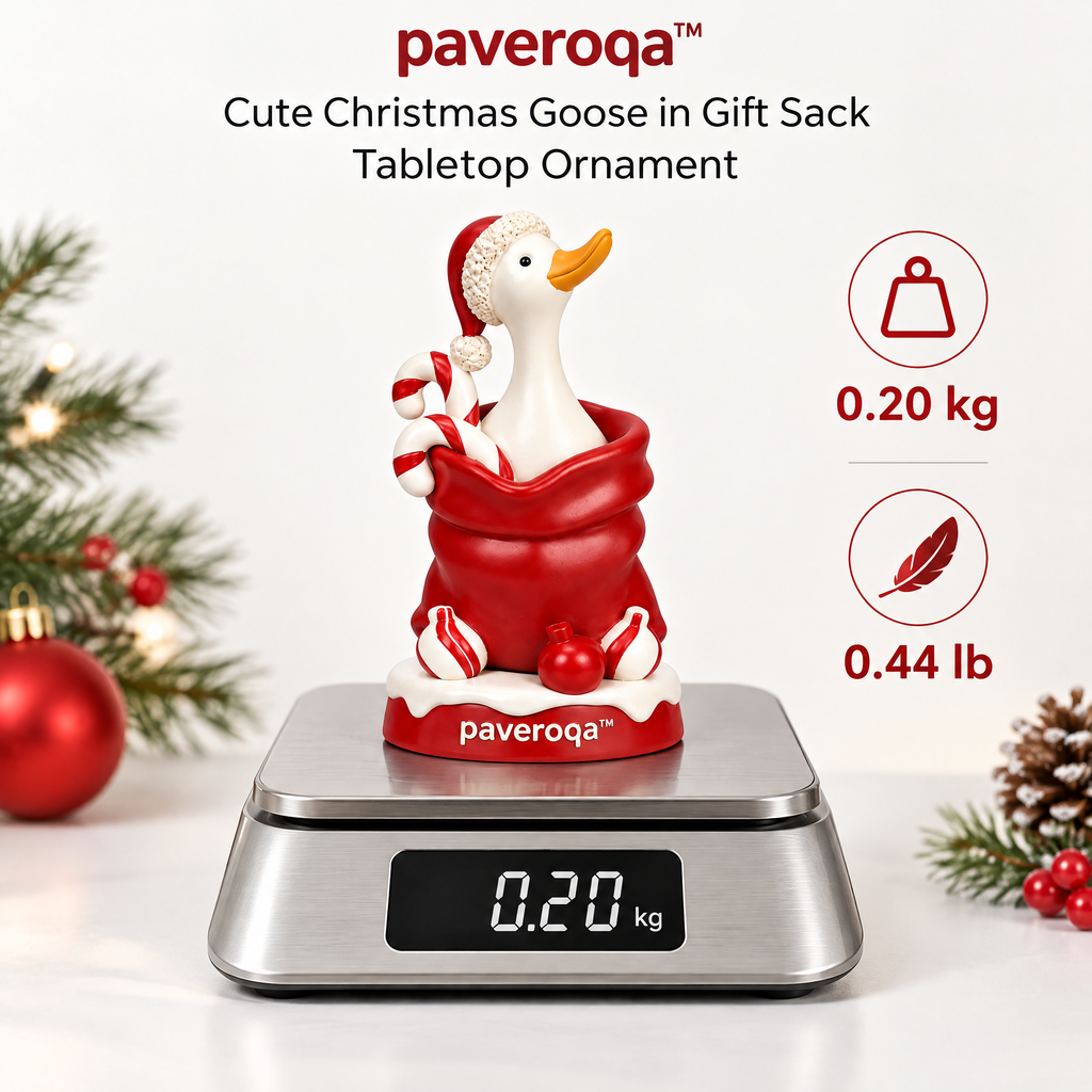 paveroqa™ Cute Christmas Goose in Gift Sack Tabletop Ornament