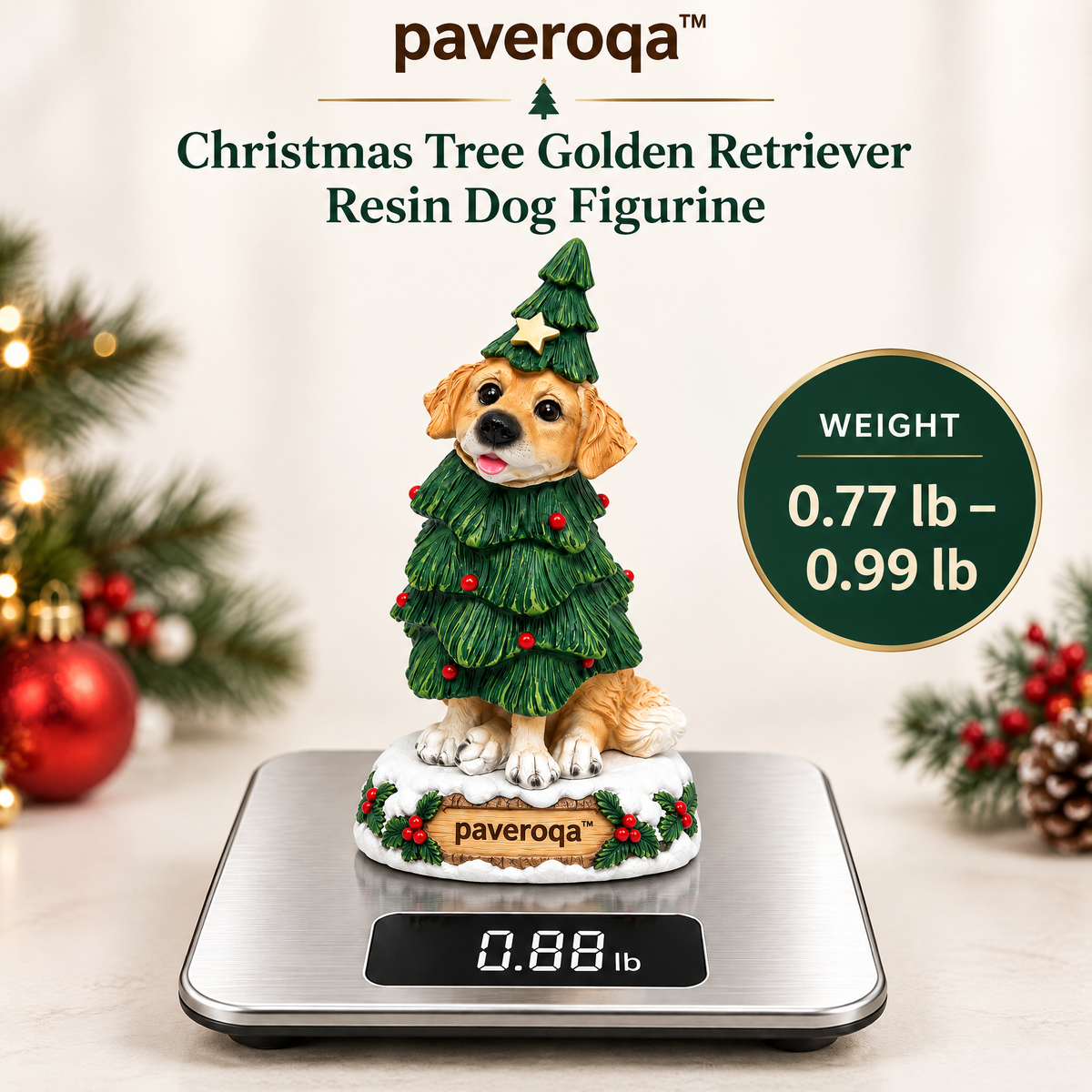 paveroqa™ Christmas Tree Golden Retriever Resin Dog Figurine