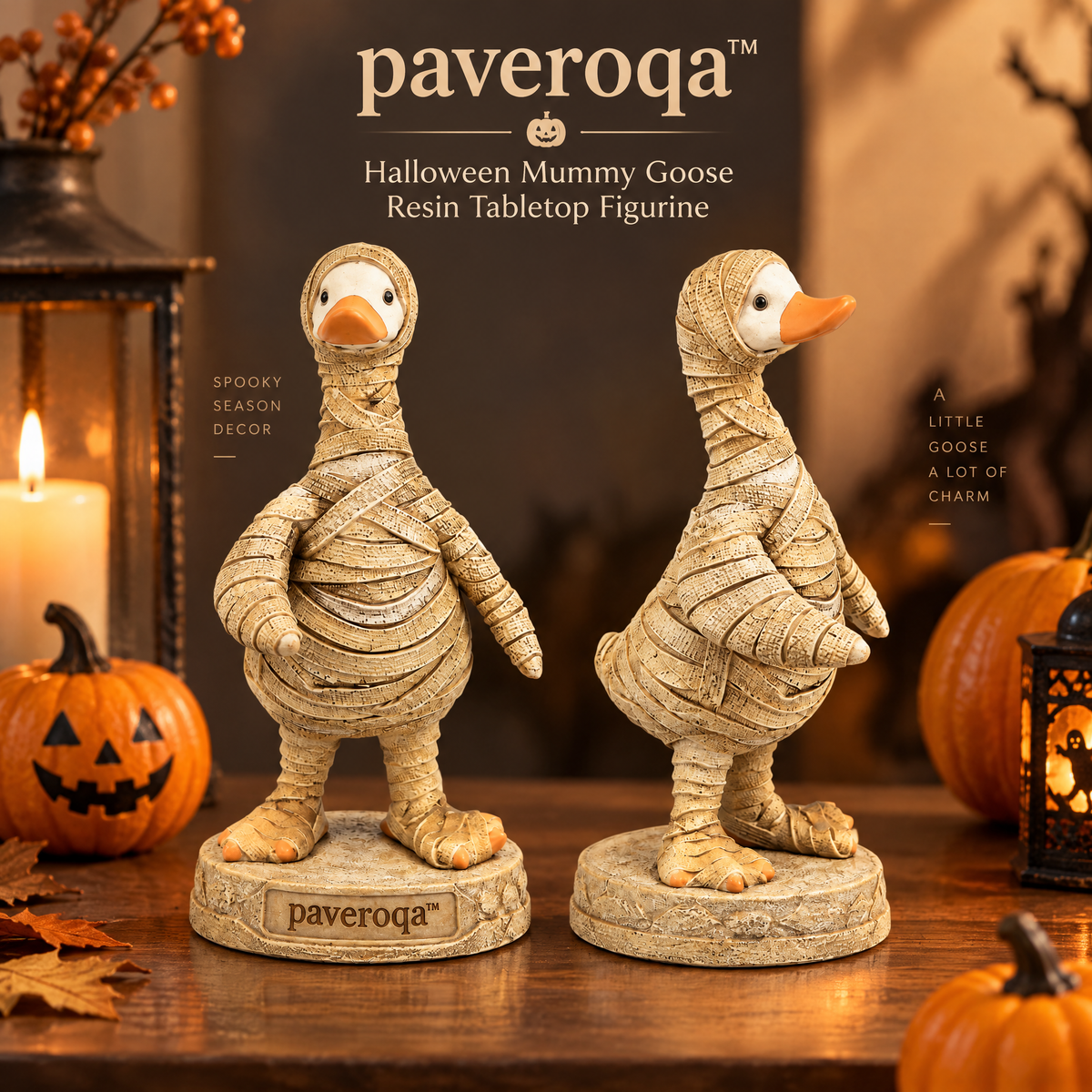 paveroqa™ Halloween Mummy Goose Resin Tabletop Figurine