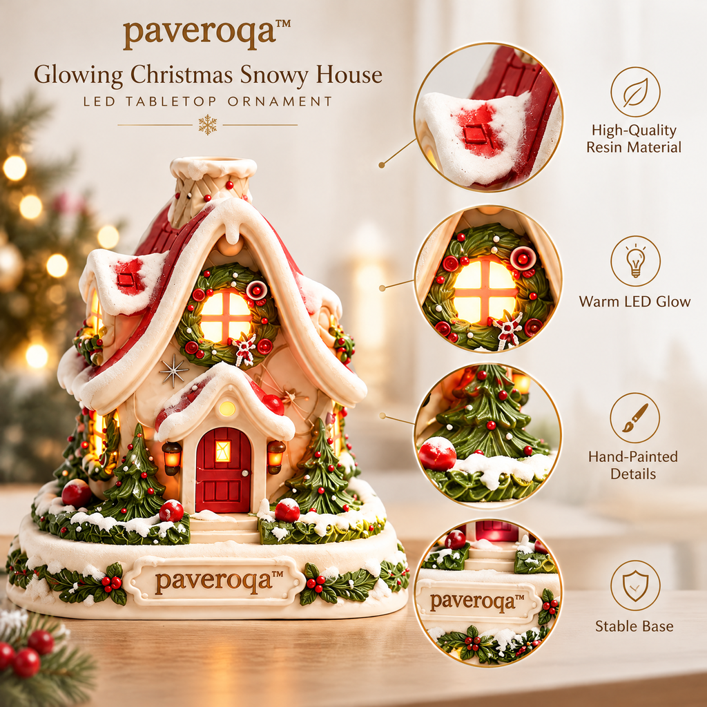 paveroqa™ Glowing Christmas Snowy House LED Tabletop Ornament