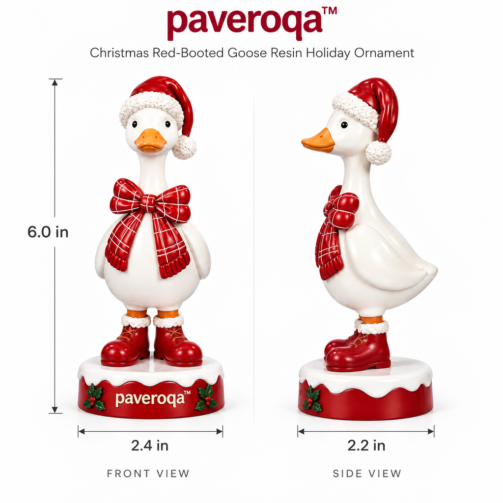 paveroqa™ Christmas Red-Booted Goose Resin Holiday Ornament