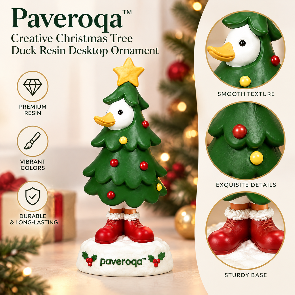 Paveroqa™ Creative Christmas Tree Duck Resin Desktop Ornament
